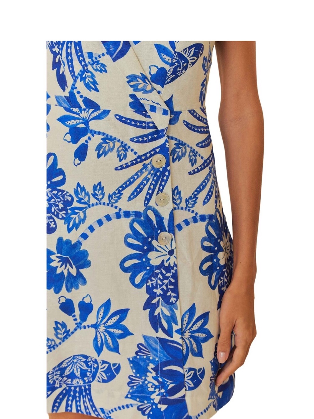 Farm Rio NWT Blue and White Floral Spaghetti Strap Mini Dress - Picture 3 of 7